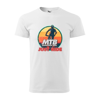 Tricou alb barbati, idee de cadou, pentru biciclisti MTB, Just Ride MTB, marime 2XL Tricou alb barbati, idee de cadou, pentru biciclisti MTB, Just Ride MTB, marime 2XL