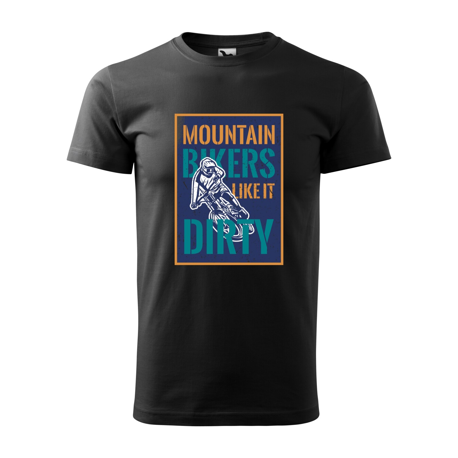Tricou negru barbati, idee de cadou, pentru biciclisti MTB, Mountain Bikers Like it Dirty, marime L