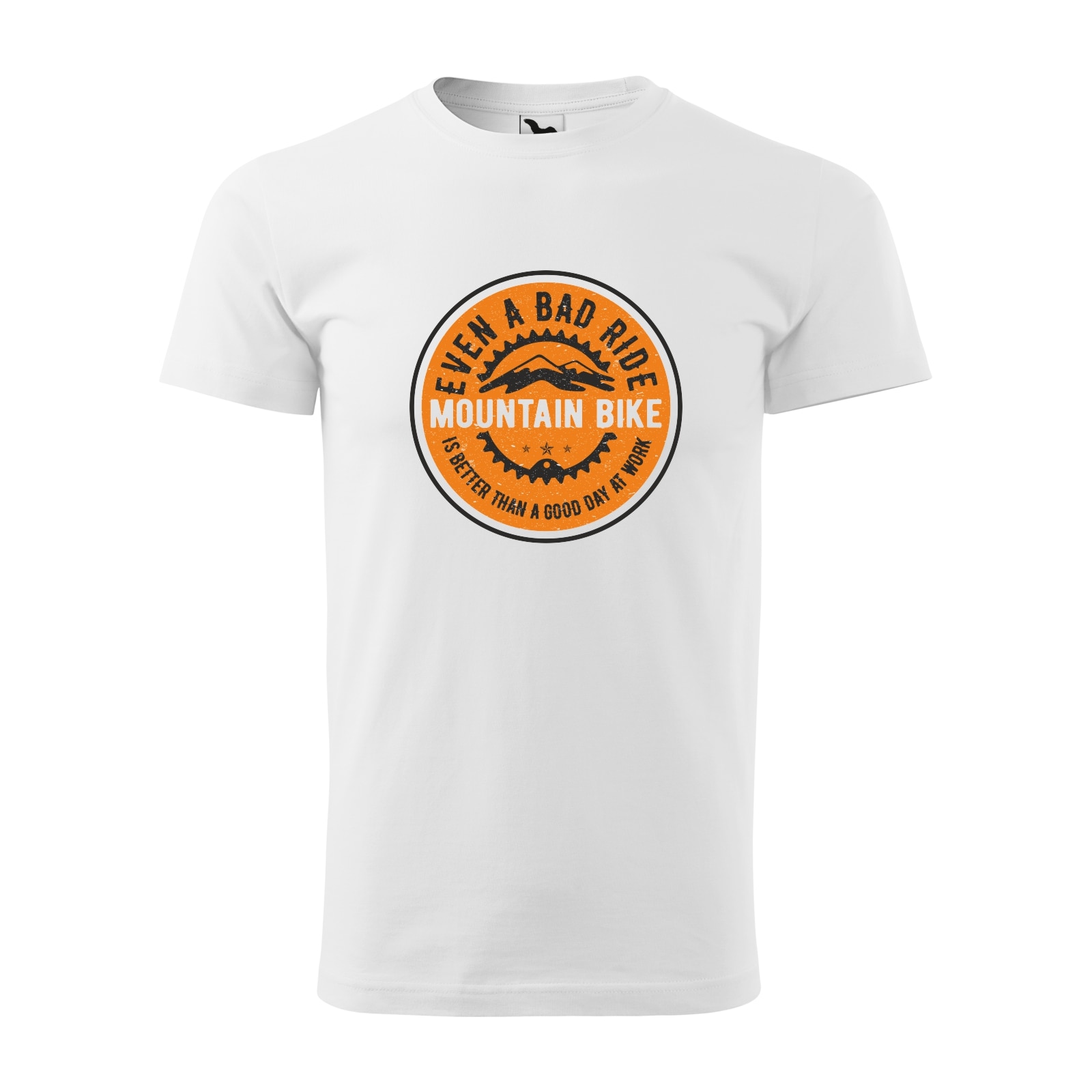 Tricou alb barbati, idee de cadou, pentru biciclisti MTB, Even a Bad Ride is Better, marime 2XL