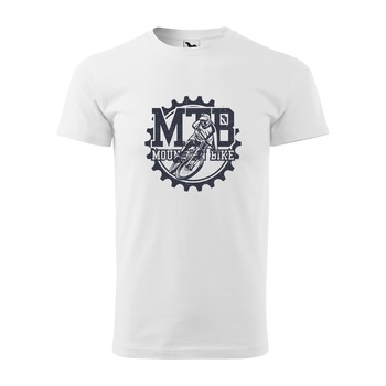 Tricou alb barbati, idee de cadou, pentru biciclisti MTB, Mountain Bike Gear, marime S