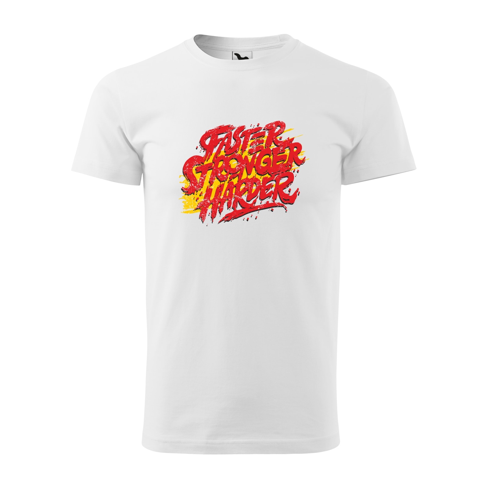 Tricou alb barbati, idee de cadou, pentru pasionatii de fitness/sala, Faster Stronger Harder, marime M