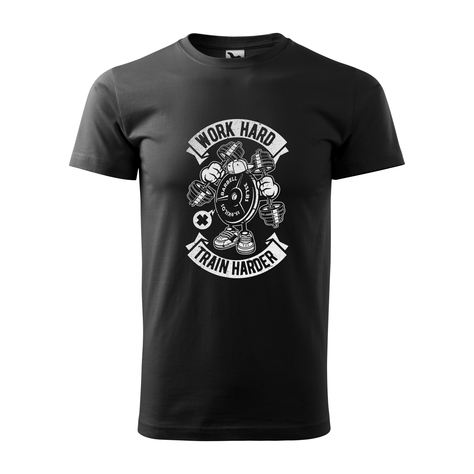 Tricou negru barbati, idee de cadou, pentru pasionatii de fitness/sala, Work Hard Train Harder, marime 2XL