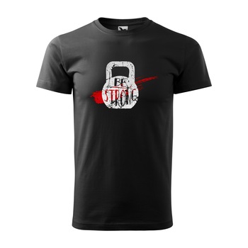 Tricou negru barbati, idee de cadou, pentru pasionatii de fitness/sala, Be Strong, marime M Tricou negru barbati, idee de cadou, pentru pasionatii de fitness/sala, Be Strong, marime M