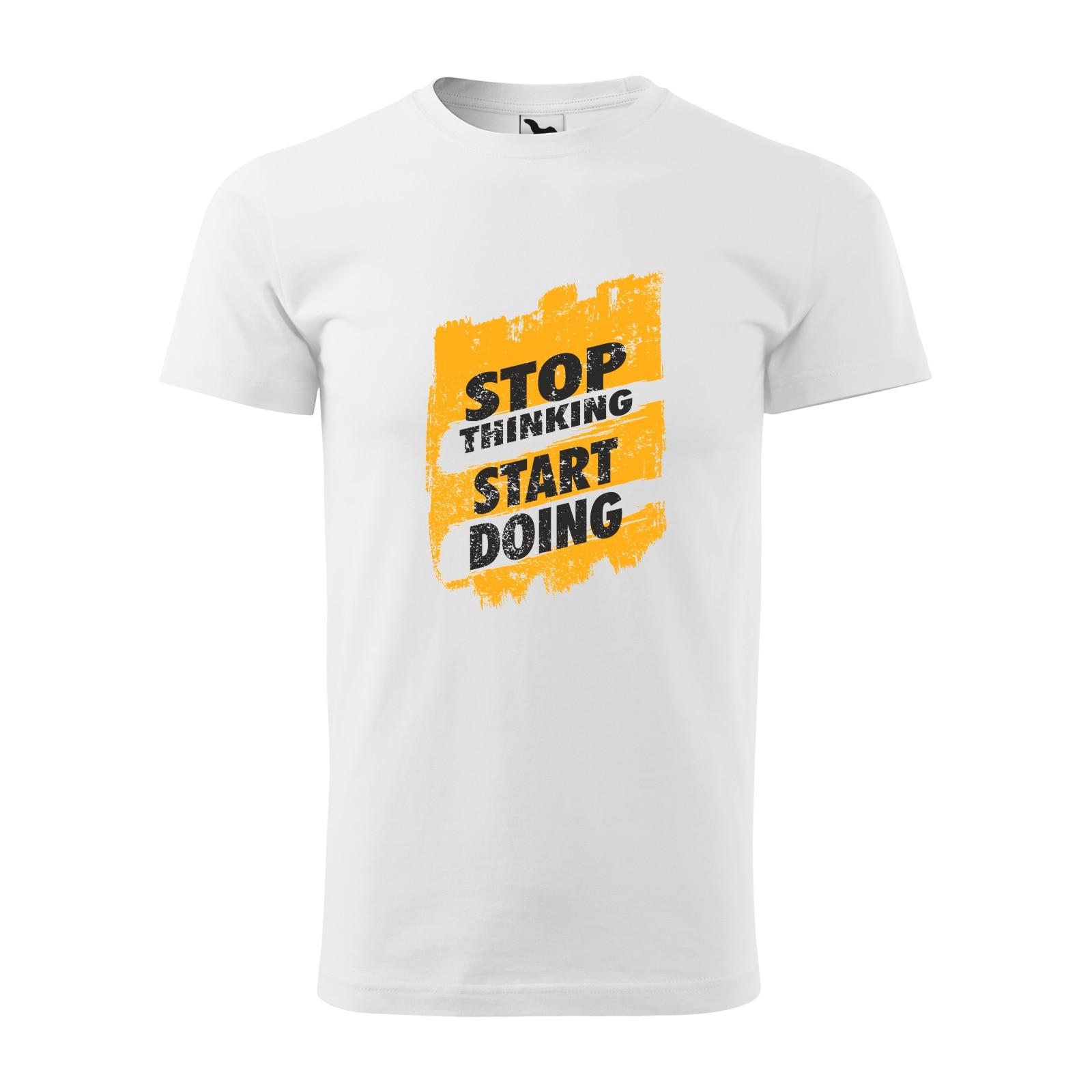 Tricou alb barbati, idee de cadou, pentru pasionatii de fitness/sala, Stop Thinking Start Doing, marime M