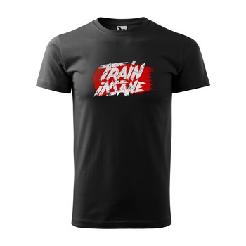 Tricou negru barbati, idee de cadou, pentru pasionatii de fitness/sala, Train Insane, marime XS