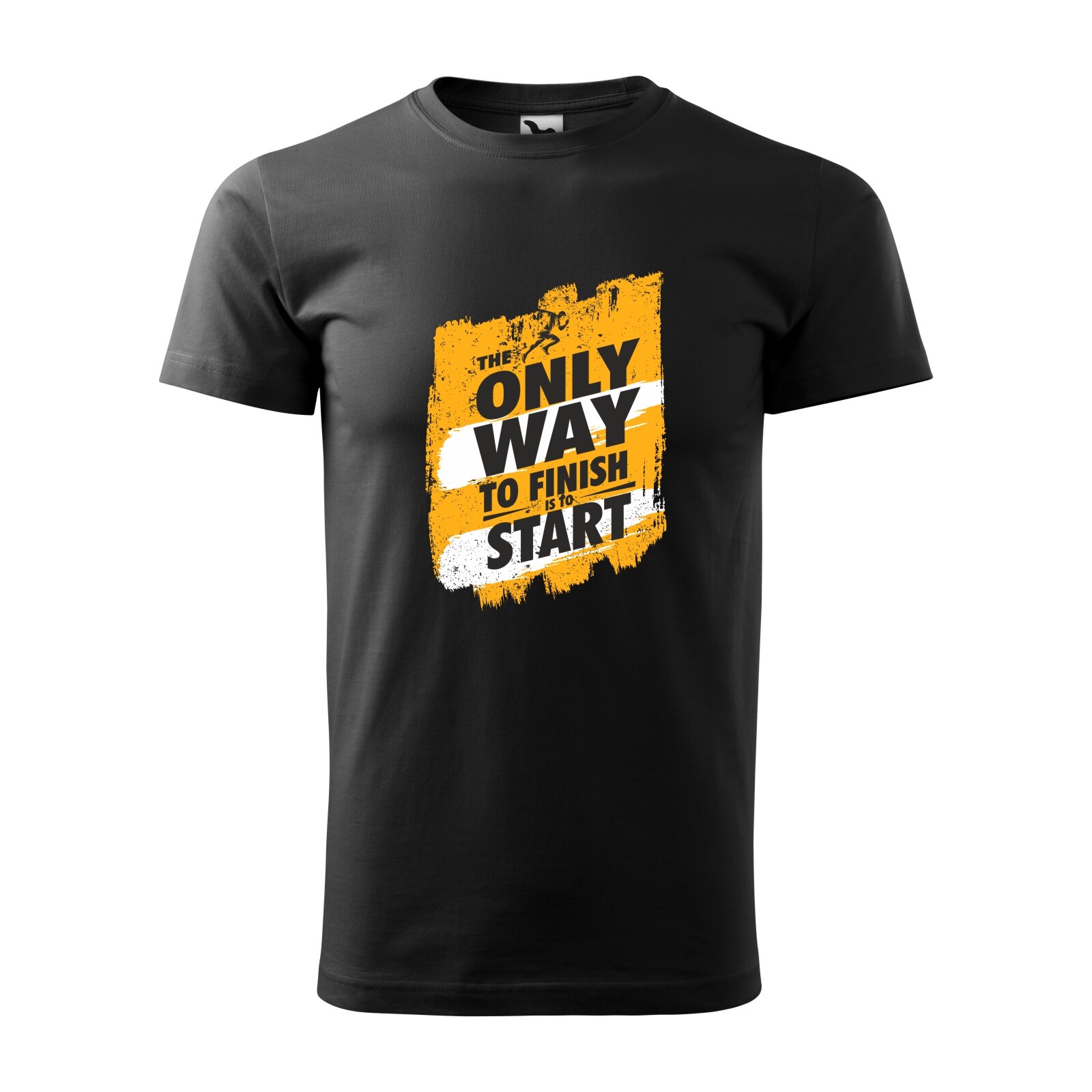 Tricou negru barbati, idee de cadou, pentru pasionatii de fitness/sala, The Only Way to Finish is to Start, marime S