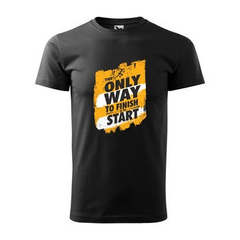 Tricou negru barbati, idee de cadou, pentru pasionatii de fitness/sala, The Only Way to Finish is to Start, marime S Tricou negru barbati, idee de cadou, pentru pasionatii de fitness/sala, The Only Way to Finish is to Start, marime S