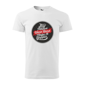 Tricou alb barbati, idee de cadou, pentru pasionatii de fitness/sala, Stay Positive Work Hard Make it Happen, marime 2XL Tricou alb barbati, idee de cadou, pentru pasionatii de fitness/sala, Stay Positive Work Hard Make it Happen, marime 2XL