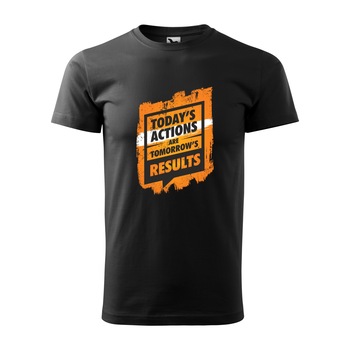 Tricou negru barbati, idee de cadou, pentru pasionatii de fitness/sala, Todays Actions are Results, marime XL Tricou negru barbati, idee de cadou, pentru pasionatii de fitness/sala, Todays Actions are Results, marime XL