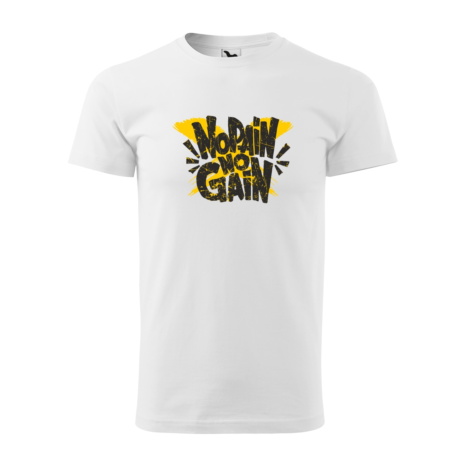 Tricou alb barbati, idee de cadou, pentru pasionatii de fitness/sala, No Pain No Gain, marime L