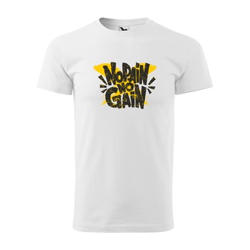 Tricou alb barbati, idee de cadou, pentru pasionatii de fitness/sala, No Pain No Gain, marime 2XL Tricou alb barbati, idee de cadou, pentru pasionatii de fitness/sala, No Pain No Gain, marime 2XL