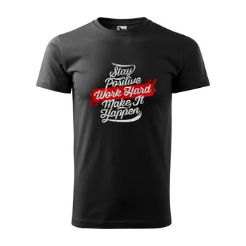 Tricou negru barbati, idee de cadou, pentru pasionatii de fitness/sala, Stay Positive Work Hard Make it Happen, marime 2XL Tricou negru barbati, idee de cadou, pentru pasionatii de fitness/sala, Stay Positive Work Hard Make it Happen, marime 2XL