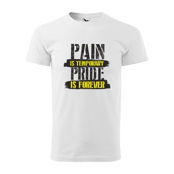 Tricou alb barbati, idee de cadou, pentru pasionatii de fitness/sala, Pain is Temporary, marime 2XL Tricou alb barbati, idee de cadou, pentru pasionatii de fitness/sala, Pain is Temporary, marime 2XL