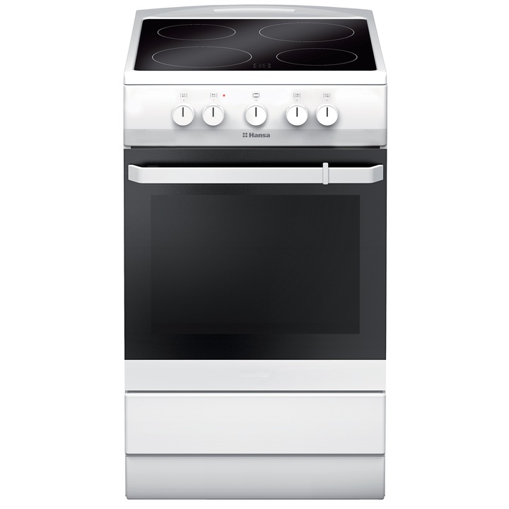 Aragaz Hansa FCCW54000, 4 zone de gatit, Electric, Grill, Clasa A, 50 cm, Alb