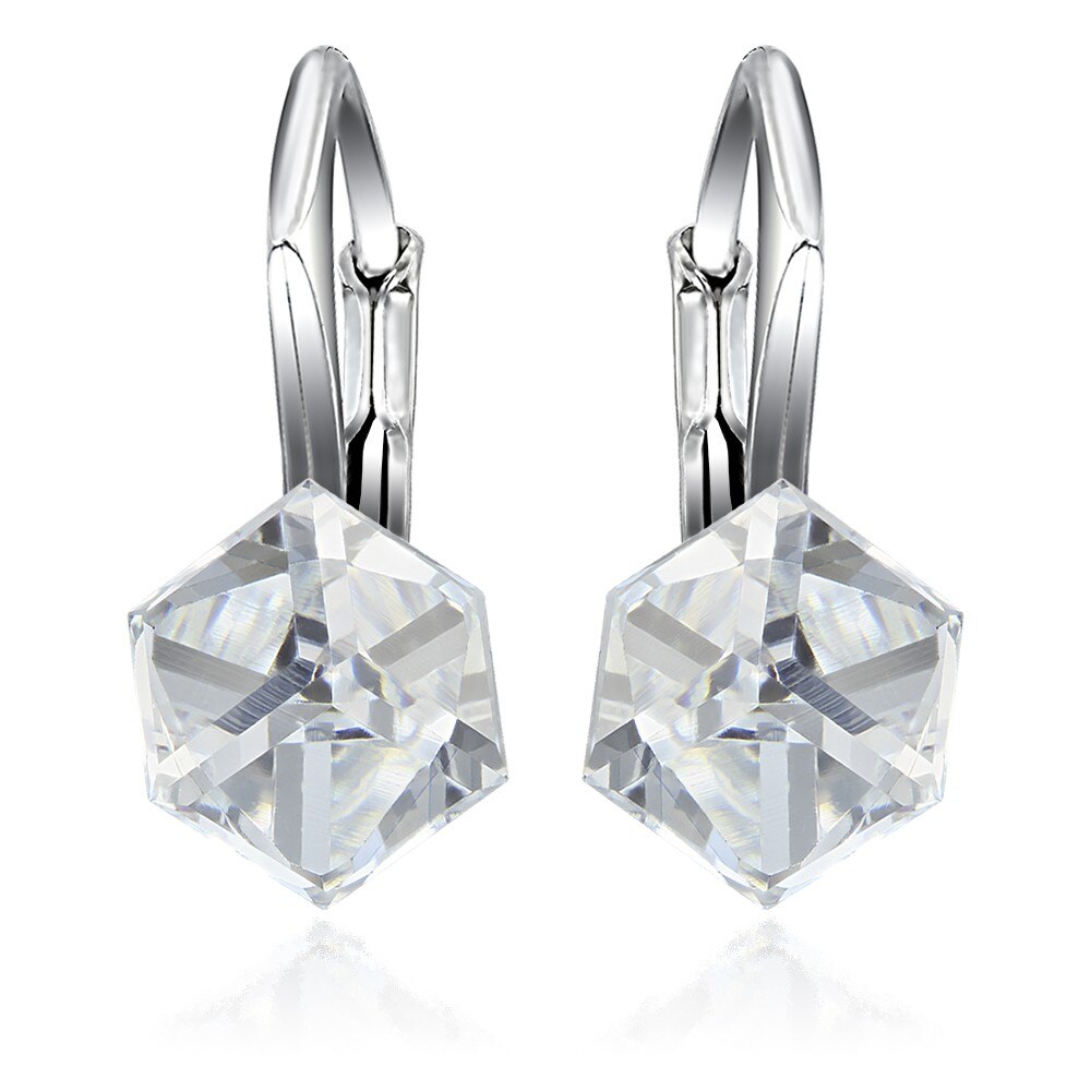 Cercei Argint 925 placat cu rodiu cu cristale Swarovski® Cubic 6mm, Comet Argent Light, Leverback