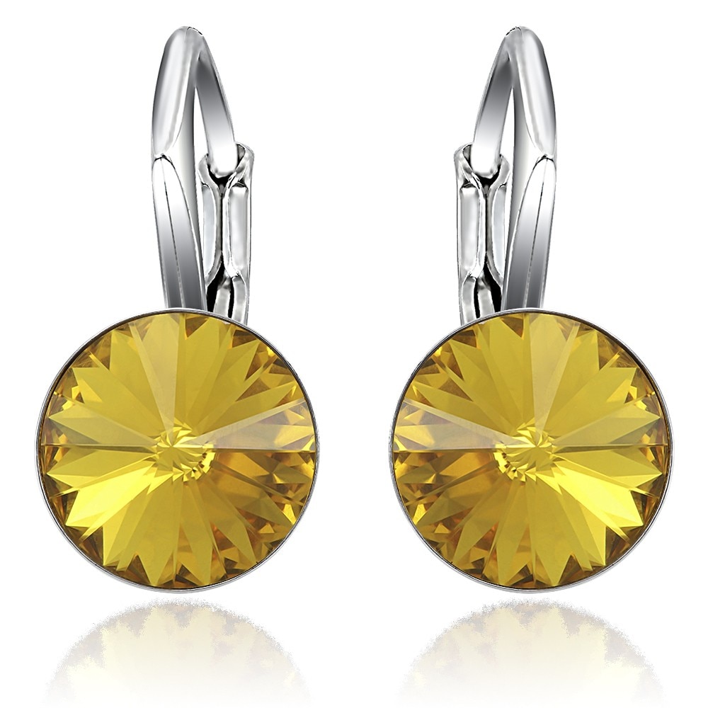Cercei Argint 925 placat cu rodiu cu cristale Swarovski® Rivoli Sunflower 8mm Leverback