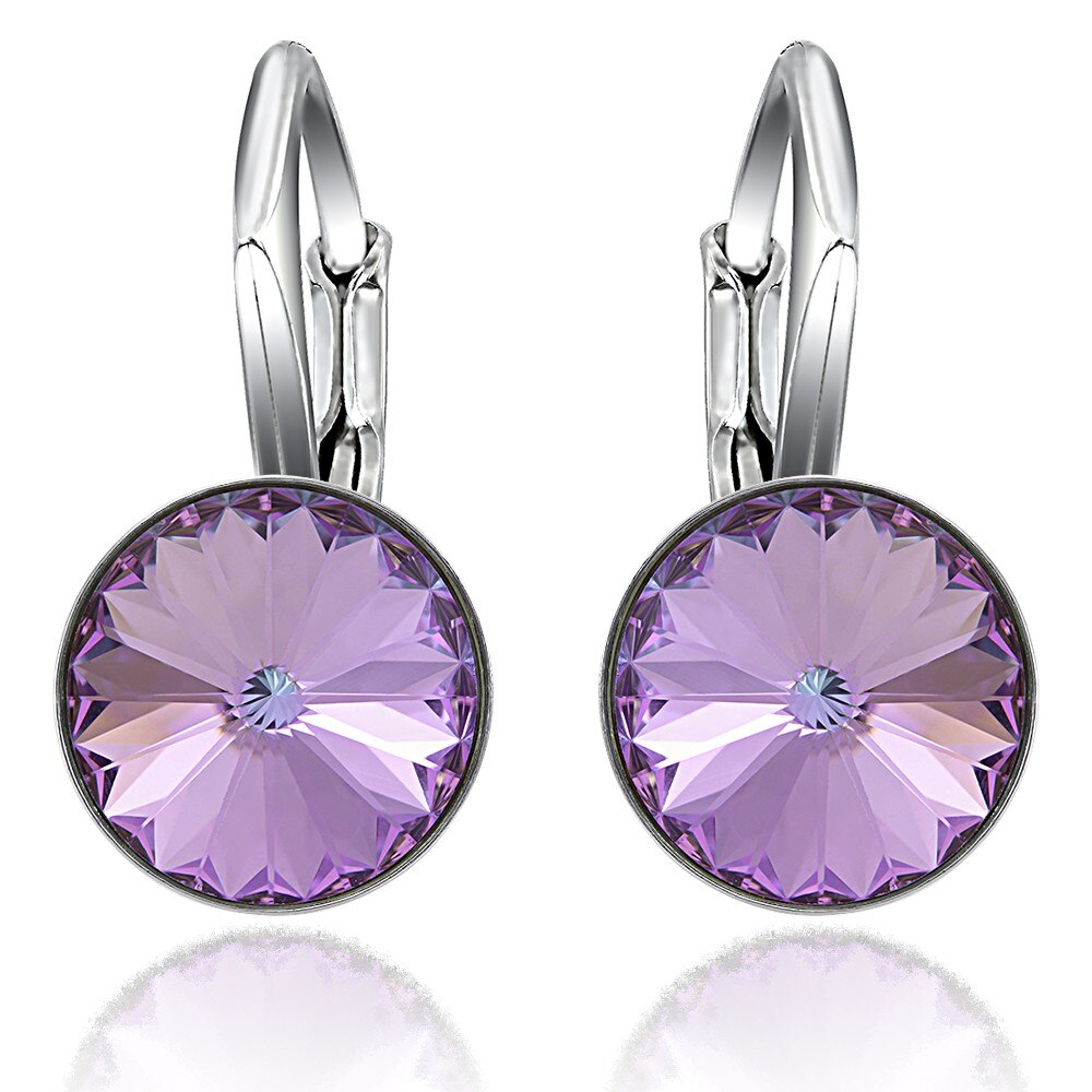 Cercei Argint 925 placat cu rodiu cu cristale Swarovski® Rivoli Vitrail Light 8mm Leverback