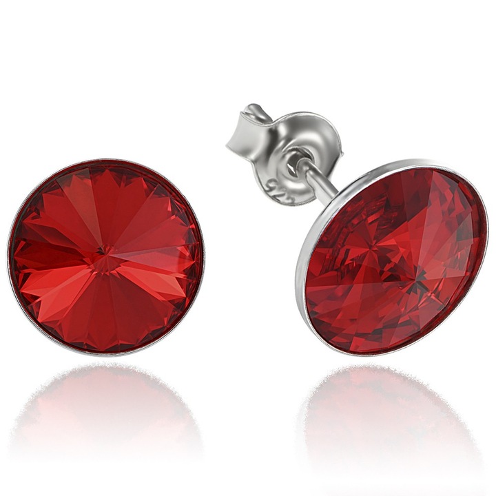 Fülbevaló ezüst 925 ródium bevonattal, Swarovski® kristályokkal Rivoli Light Siam 8mm csavar
