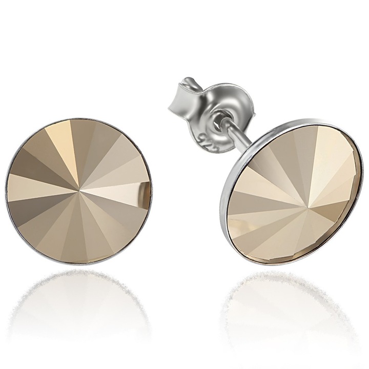 Fülbevaló ezüst 925 ródiummal bevonva, Swarovski® Crystals Rivoli Metallic Glod 8mm csavarral