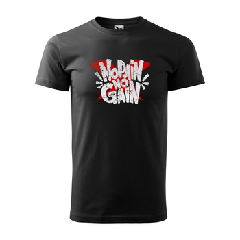 Tricou negru barbati, idee de cadou, pentru pasionatii de fitness/sala, No Pain No Gain, marime 2XL Tricou negru barbati, idee de cadou, pentru pasionatii de fitness/sala, No Pain No Gain, marime 2XL