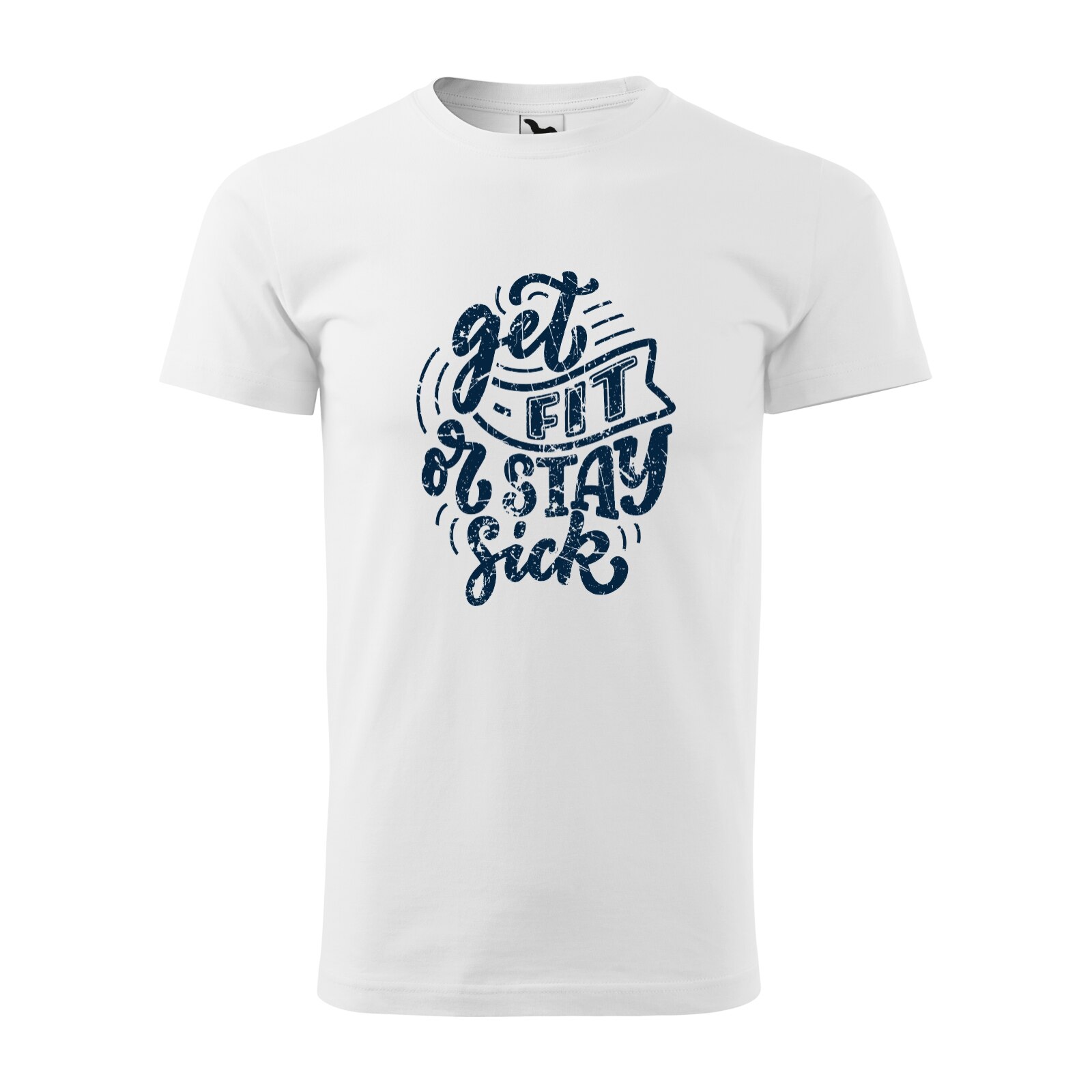 Tricou alb barbati, idee de cadou, pentru pasionatii de fitness/sala, Get Fit or Stay Sick, marime 2XL