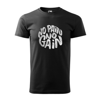 Tricou negru barbati, idee de cadou, pentru pasionatii de fitness/sala, No Pain No Gain Grunge, marime 2XL Tricou negru barbati, idee de cadou, pentru pasionatii de fitness/sala, No Pain No Gain Grunge, marime 2XL