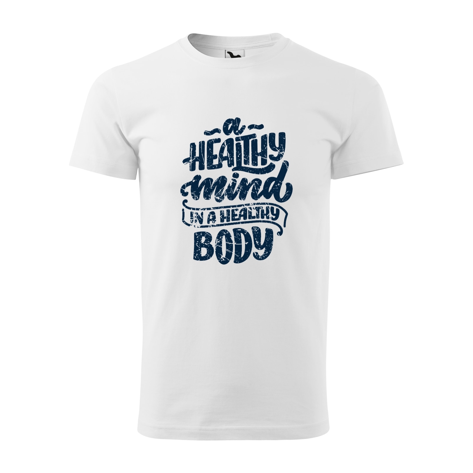 Tricou alb barbati, idee de cadou, pentru pasionatii de fitness/sala, A Healthy Mind is a Healthy Body, marime 2XL