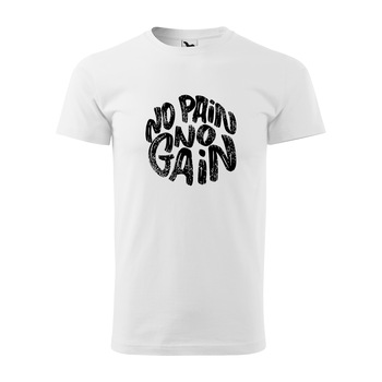 Tricou alb barbati, idee de cadou, pentru pasionatii de fitness/sala, No Pain No Gain Grunge, marime 2XL