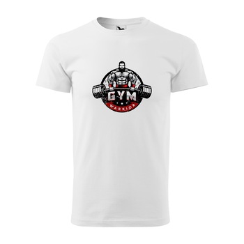 Tricou alb barbati, idee de cadou, pentru pasionatii de fitness/sala, Gym Warrior, marime 2XL Tricou alb barbati, idee de cadou, pentru pasionatii de fitness/sala, Gym Warrior, marime 2XL