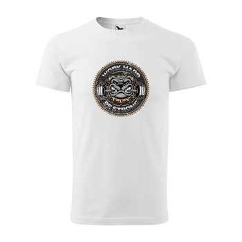 Tricou alb barbati, idee de cadou, pentru pasionatii de fitness/sala, Work Hard Be Strong Bulldog, marime L Tricou alb barbati, idee de cadou, pentru pasionatii de fitness/sala, Work Hard Be Strong Bulldog, marime L