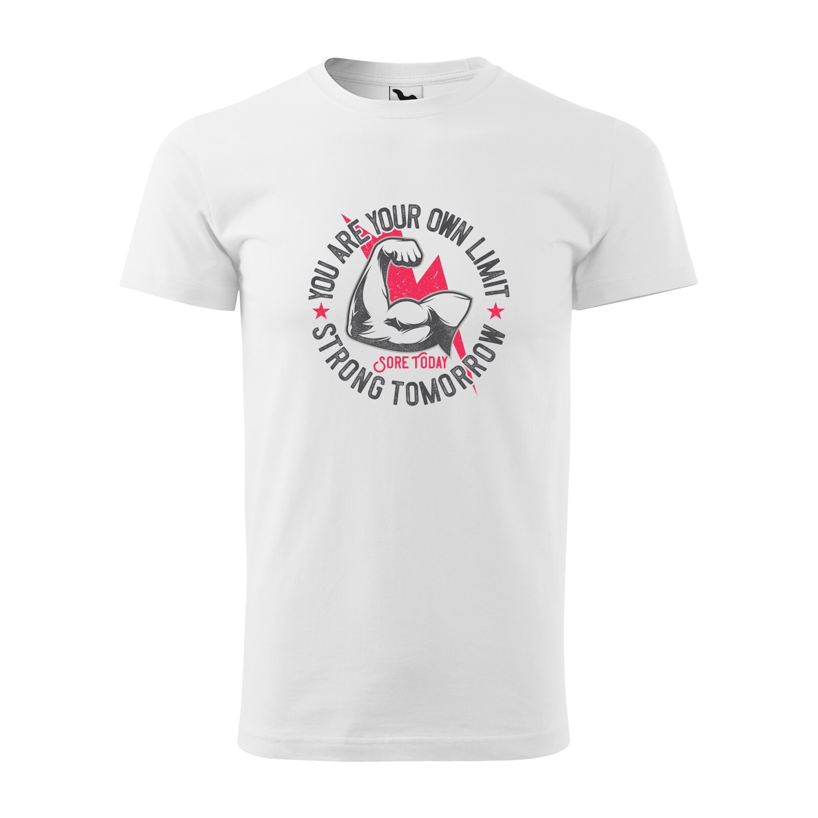 Tricou alb barbati, idee de cadou, pentru pasionatii de fitness/sala, You are Your Own Limit, marime L