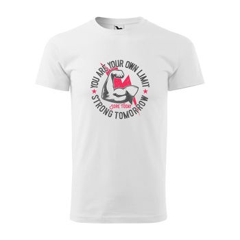 Tricou alb barbati, idee de cadou, pentru pasionatii de fitness/sala, You are Your Own Limit, marime 2XL
