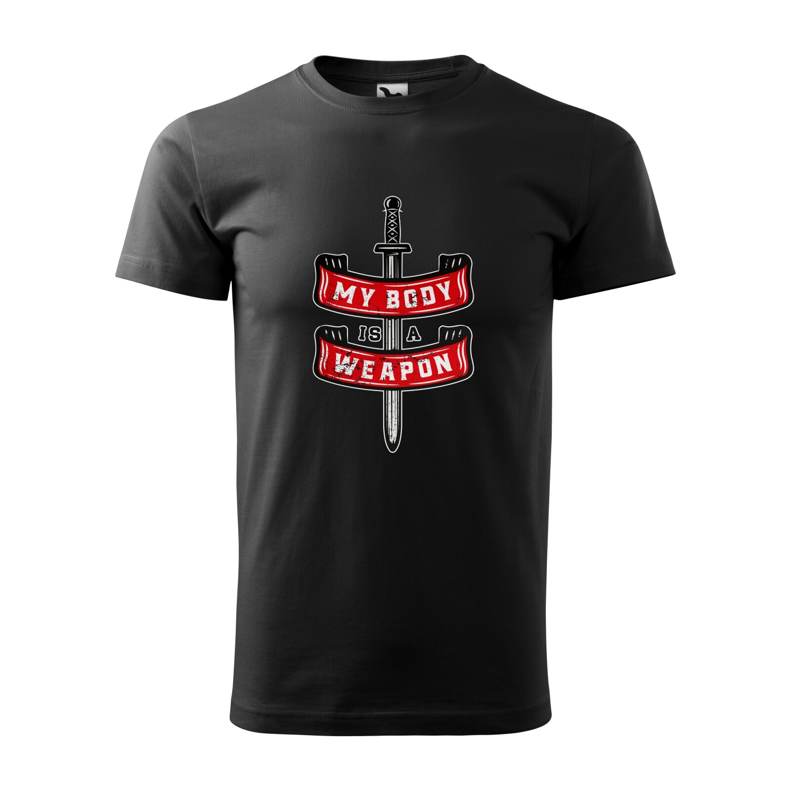 Tricou negru barbati, idee de cadou, pentru pasionatii de fitness/sala, My Body is a Weapon, marime XS