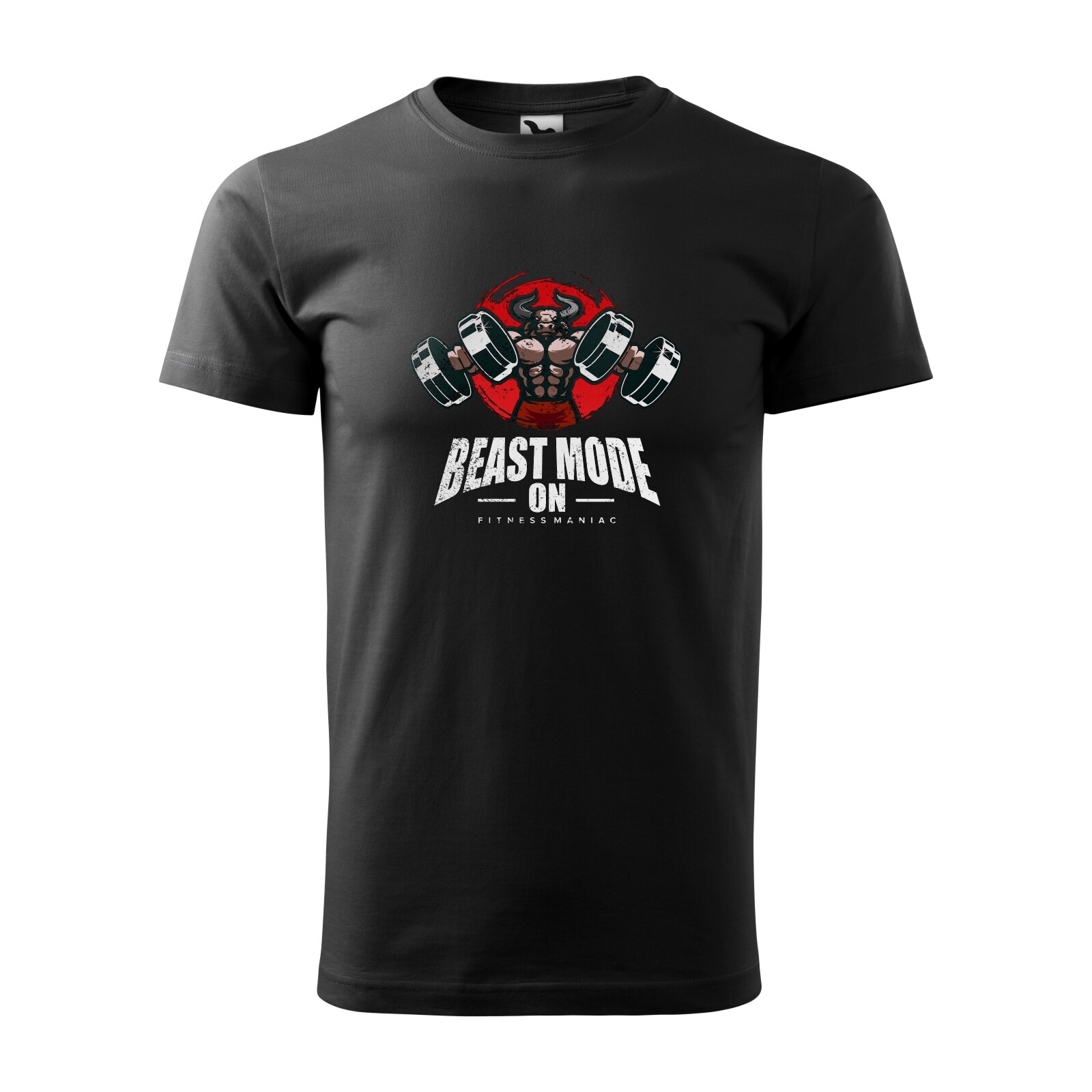 Tricou negru barbati, idee de cadou, pentru pasionatii de fitness/sala, Beast Mode ON Fitness Maniac, marime XL