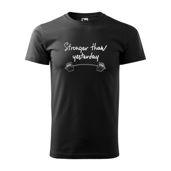 Tricou negru barbati, idee de cadou, pentru pasionatii de fitness/sala, Stronger than Yesterday, marime 2XL Tricou negru barbati, idee de cadou, pentru pasionatii de fitness/sala, Stronger than Yesterday, marime 2XL