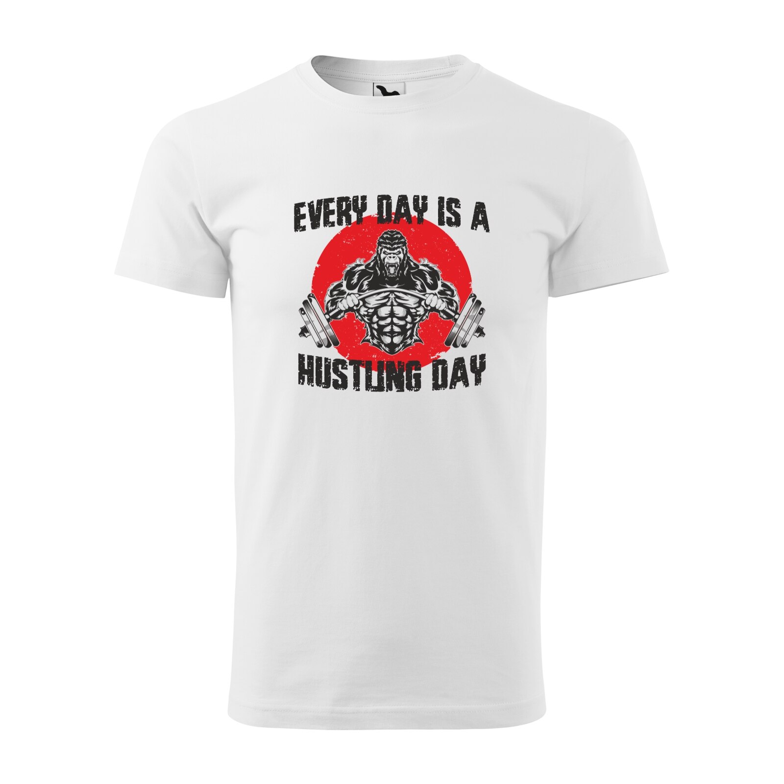 Tricou alb barbati, idee de cadou, pentru pasionatii de fitness/sala, Every Day is a Hustling Day, marime S