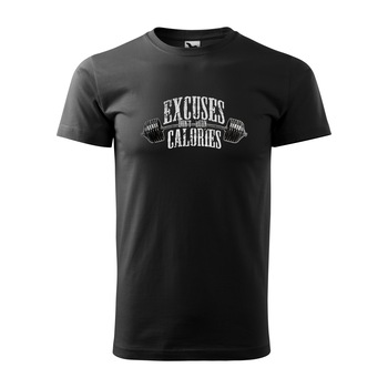 Tricou negru barbati, idee de cadou, pentru pasionatii de fitness/sala, Excuses Dont Burn Calories, marime L Tricou negru barbati, idee de cadou, pentru pasionatii de fitness/sala, Excuses Dont Burn Calories, marime L