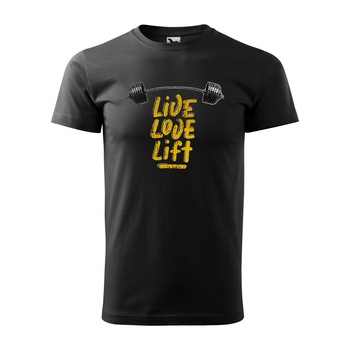 Tricou negru barbati, idee de cadou, pentru pasionatii de fitness/sala, Live Love Lift, marime M