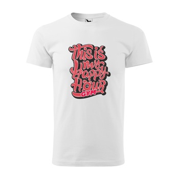 Tricou alb barbati, idee de cadou, pentru pasionatii de fitness/sala, This My Happy Hour, marime S Tricou alb barbati, idee de cadou, pentru pasionatii de fitness/sala, This My Happy Hour, marime S