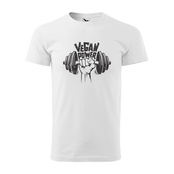 Tricou alb barbati, idee de cadou, pentru pasionatii de fitness/sala, Vegan Power, marime XL Tricou alb barbati, idee de cadou, pentru pasionatii de fitness/sala, Vegan Power, marime XL