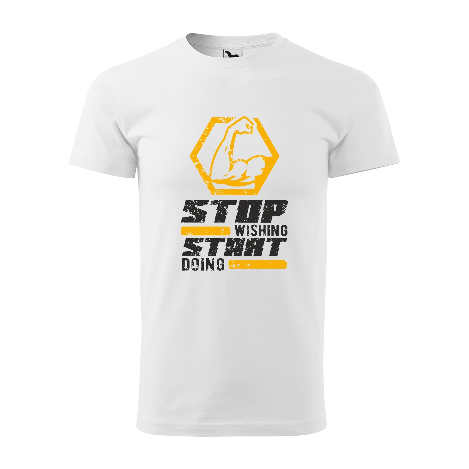 Tricou alb barbati, idee de cadou, pentru pasionatii de fitness/sala, Stop Wishing Start Doing, marime 2XL