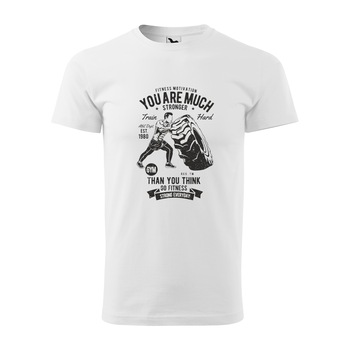 Tricou alb barbati, idee de cadou, pentru pasionatii de fitness/sala, You Are Much Stronger That You Think, marime 2XL Tricou alb barbati, idee de cadou, pentru pasionatii de fitness/sala, You Are Much Stronger That You Think, marime 2XL