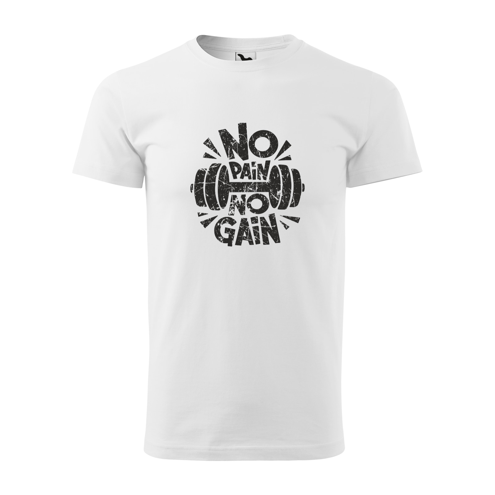 Tricou alb barbati, idee de cadou, pentru pasionatii de fitness/sala, No Pain No Gain Vintage, marime L