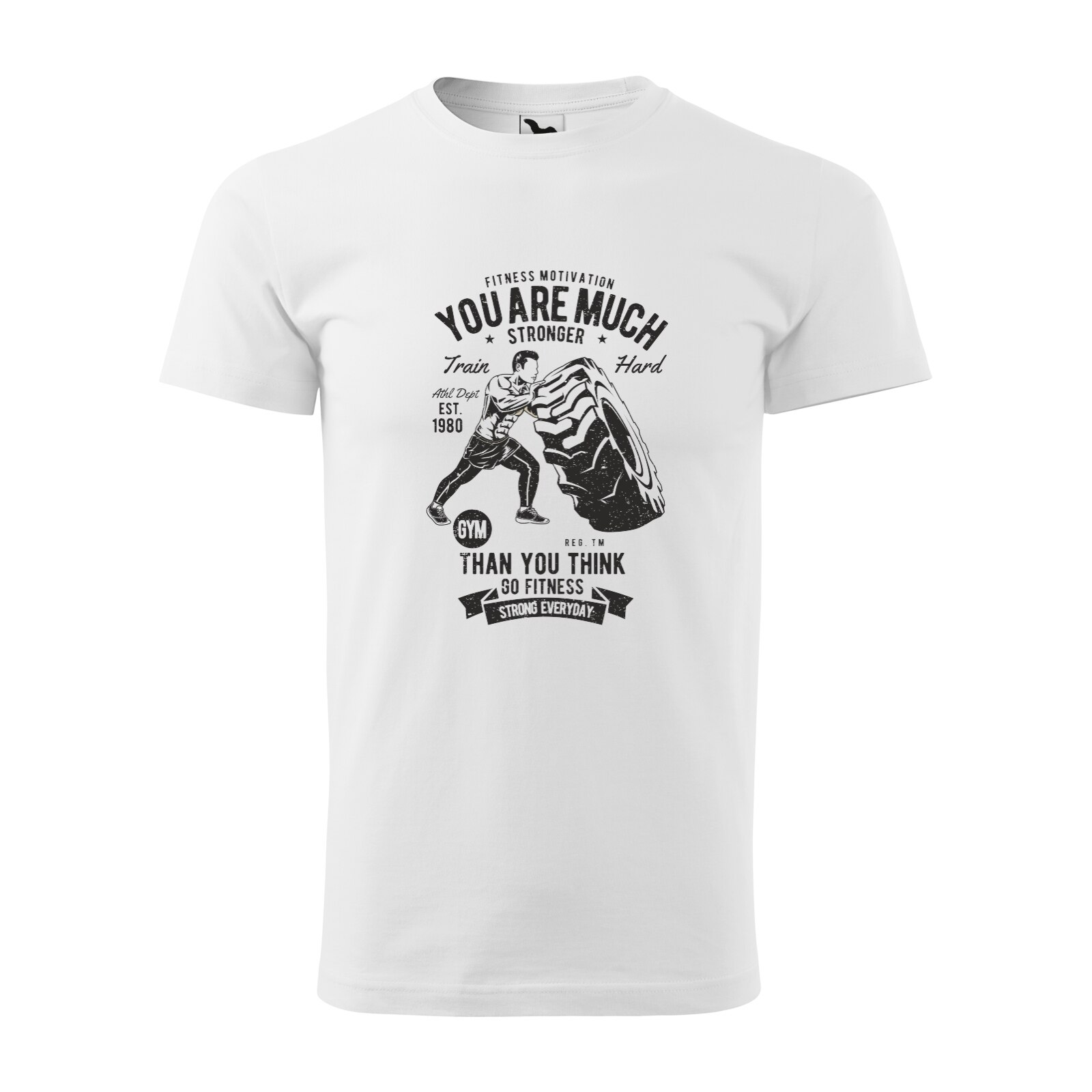 Tricou alb barbati, idee de cadou, pentru pasionatii de fitness/sala, You Are Much Stronger That You Think, marime L
