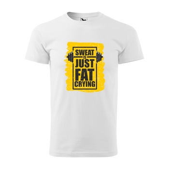 Tricou alb barbati, idee de cadou, pentru pasionatii de fitness/sala, Sweat is Just Your Fat Crying, marime 2XL Tricou alb barbati, idee de cadou, pentru pasionatii de fitness/sala, Sweat is Just Your Fat Crying, marime 2XL