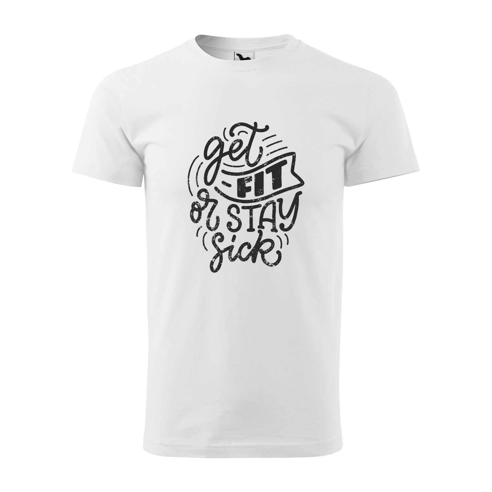 Tricou alb barbati, idee de cadou, pentru pasionatii de fitness/sala, Get Fit or You Stay Sick, marime XL