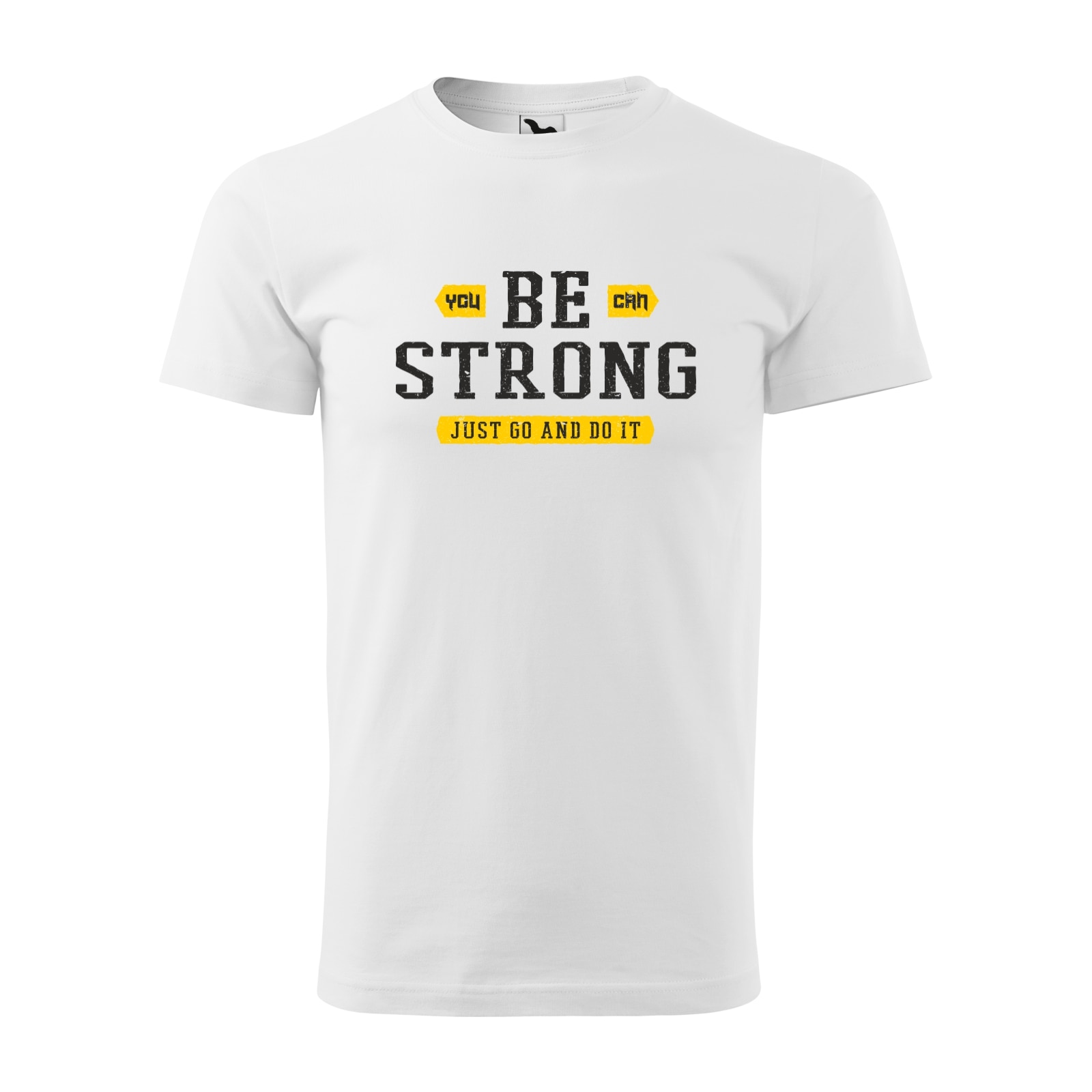 Tricou alb barbati, idee de cadou, pentru pasionatii de fitness/sala, You Can Be Strong Just Go And Do It, marime S