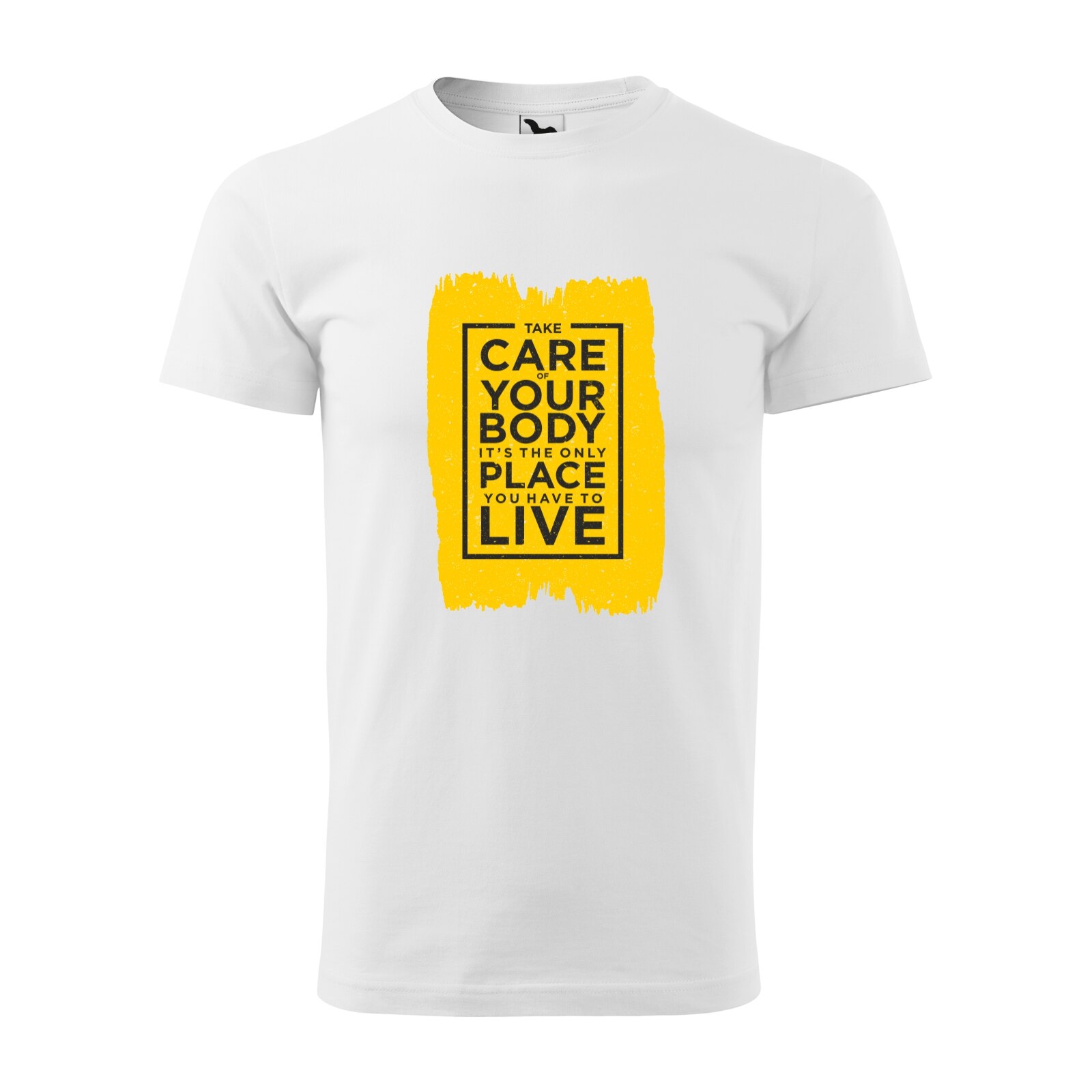 Tricou alb barbati, idee de cadou, pentru pasionatii de fitness/sala, Take Care of Your Body, marime M