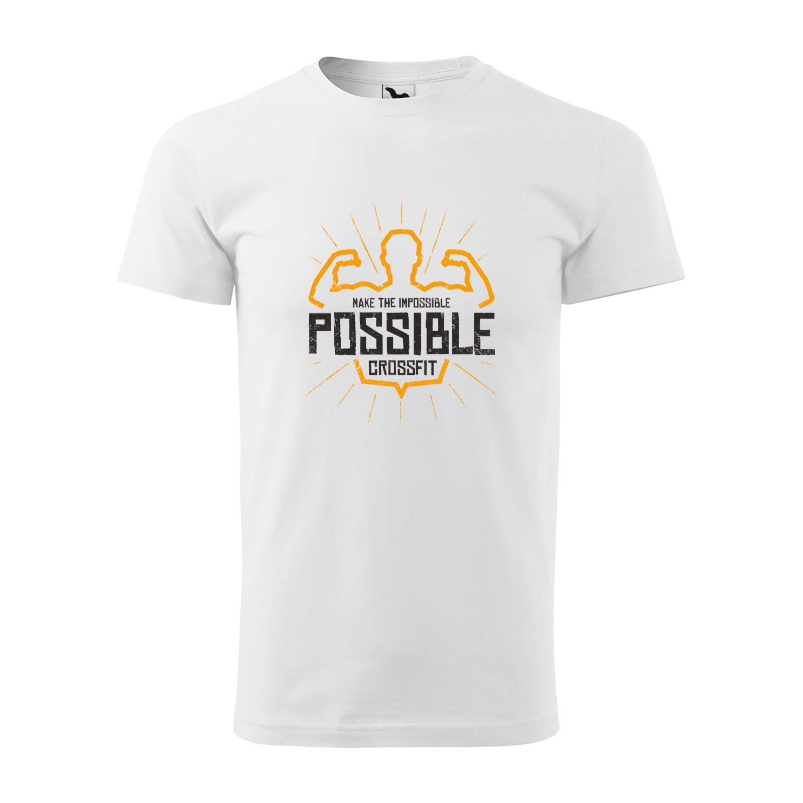 Tricou alb barbati, idee de cadou, pentru pasionatii de fitness/sala, Make the Impossible Possible Crossfit, marime XL