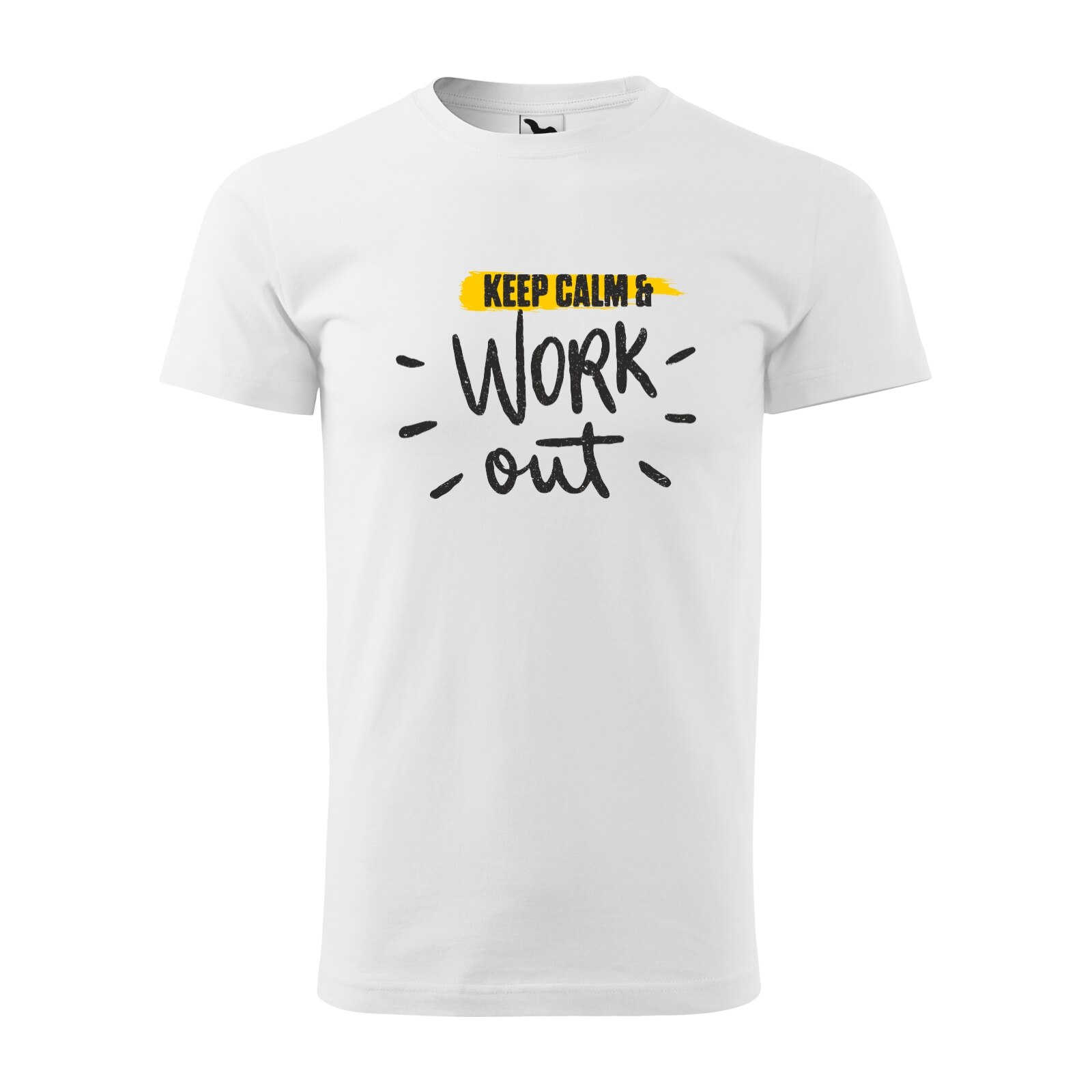 Tricou alb barbati, idee de cadou, pentru pasionatii de fitness/sala, Keep Calm and Work Your Body Out, marime S